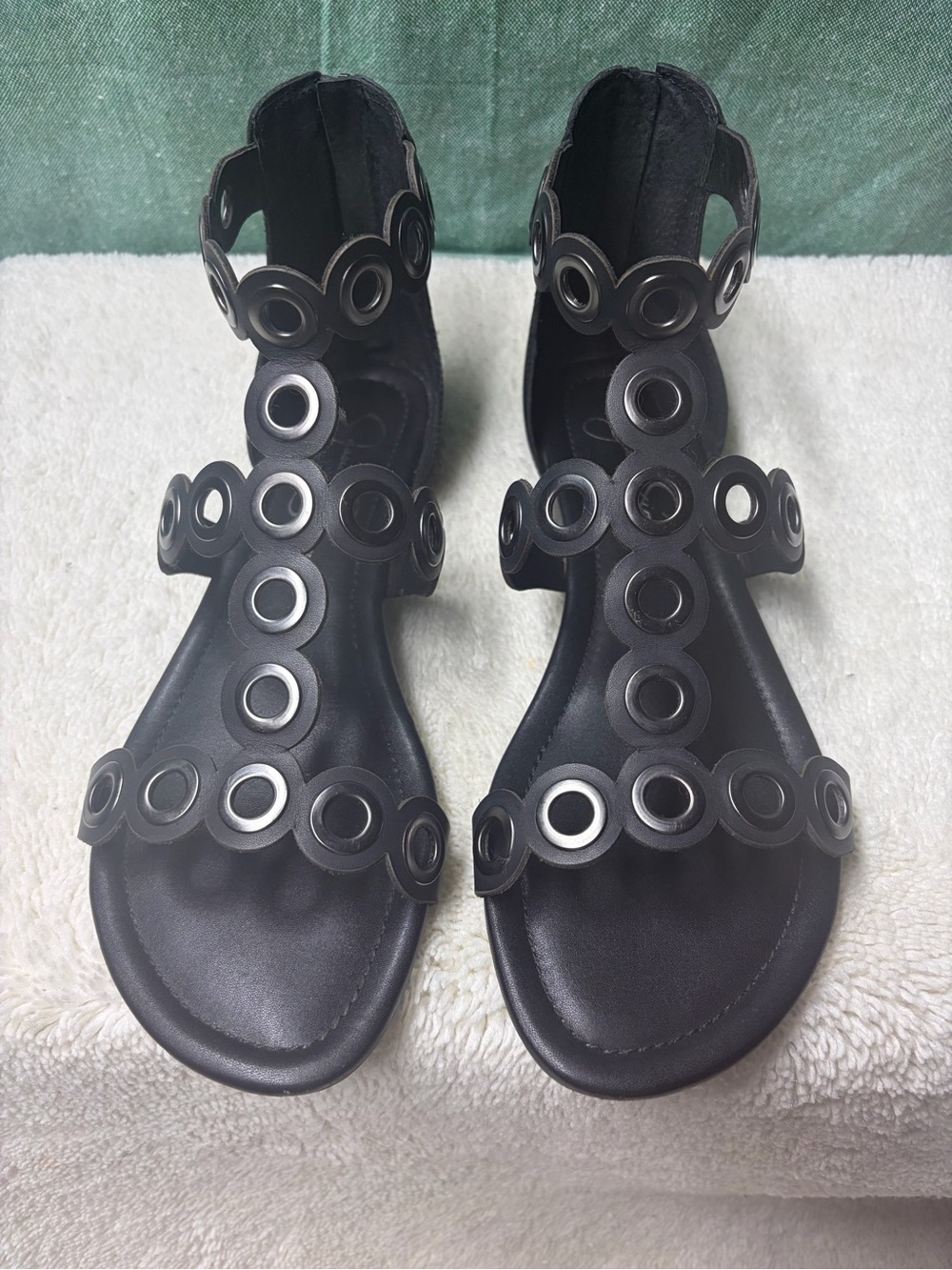 Women's Black Jessica Simpson Grommet Gladiator Sandals